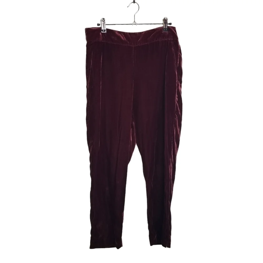 J. Crew luxe burgundy velvet easy pull on pants